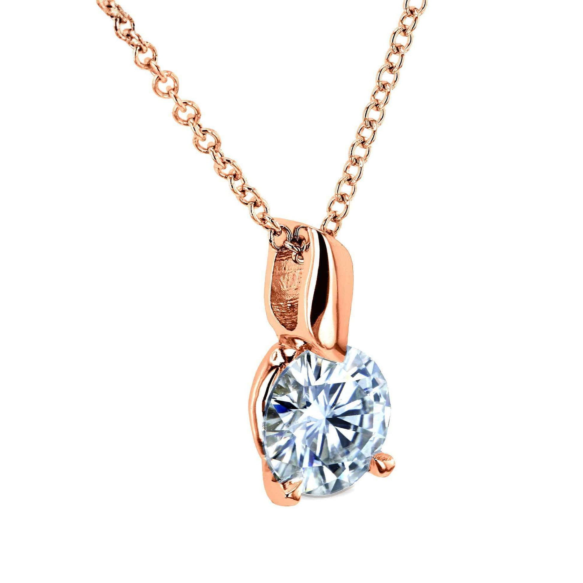 Kobelli 1ct Moissanite Solitaire Leaf Bail Necklace