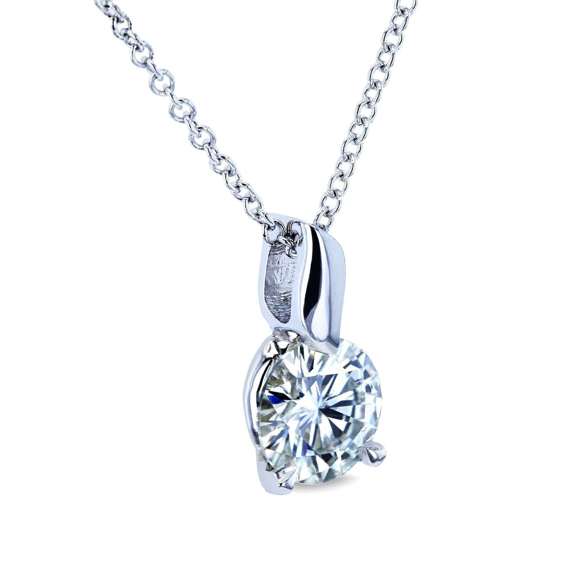 Kobelli 1ct Moissanite Solitaire Leaf Bail Necklace