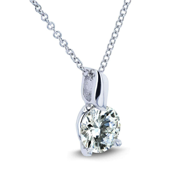 Kobelli Round Moissanite (H-I) Solitaire Pendant and Chain 4/5 Carat (6mm) in 14k Gold