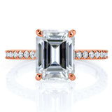 Kobelli Emerald-cut Moissanite og diamant forlovelsesring 2 7/8 CTW 14k rosa guld