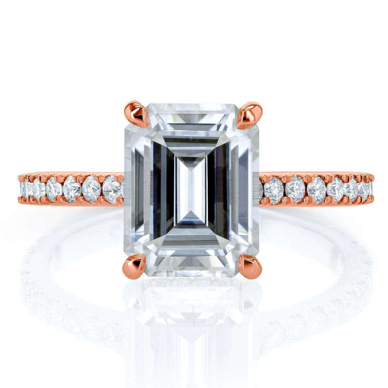 Kobelli Emerald-cut Moissanite and Diamond Engagement Ring 2 7/8 CTW 14k Rose Gold