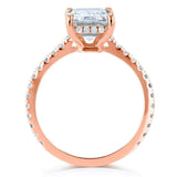Anel de noivado de diamante e moissanita com corte esmeralda Kobelli 2 7/8 CTW ouro rosa 14k