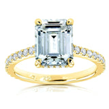 Kobelli Emerald-cut Moissanite og diamant forlovelsesring 2 7/8 CTW 14k gul guld