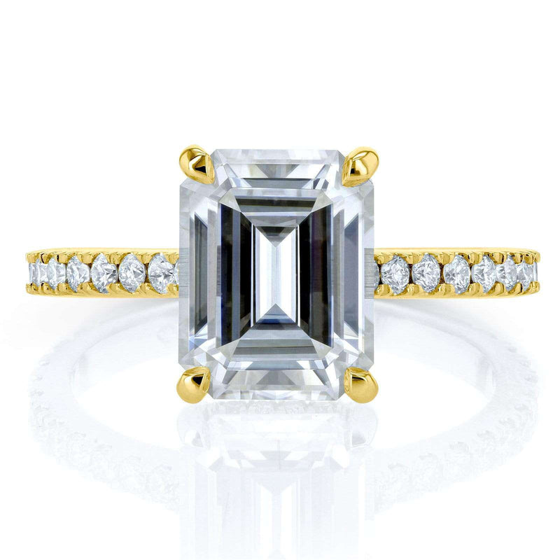 Kobelli Emerald-cut Moissanite and Diamond Engagement Ring 2 7/8 CTW 14k Yellow Gold