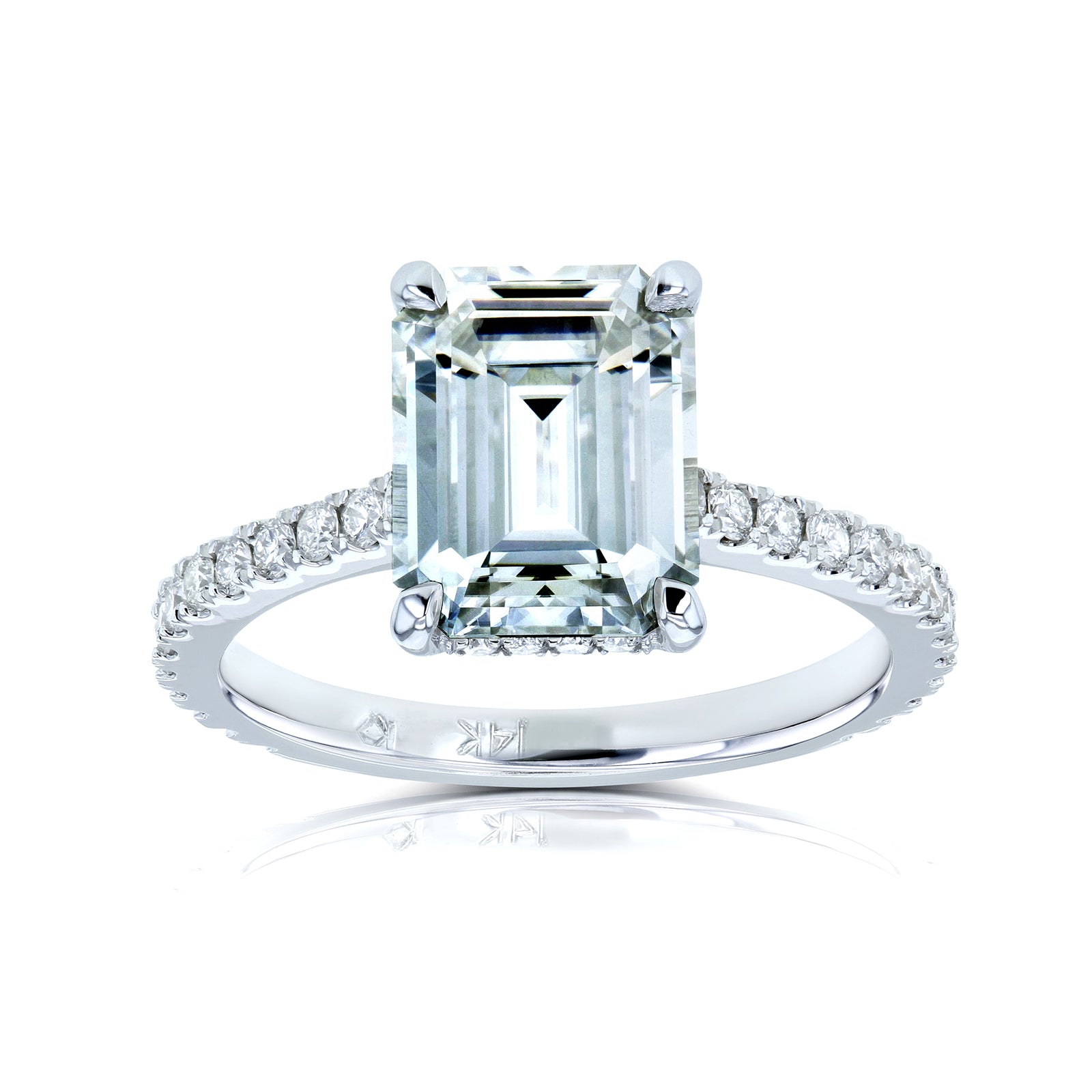 2.85 Carat Moissanite Emerald Drop Halo Tully Ring