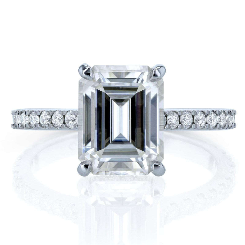 Kobelli Emerald-cut Moissanite and Diamond Engagement Ring 2 7/8 CTW 14k White Gold