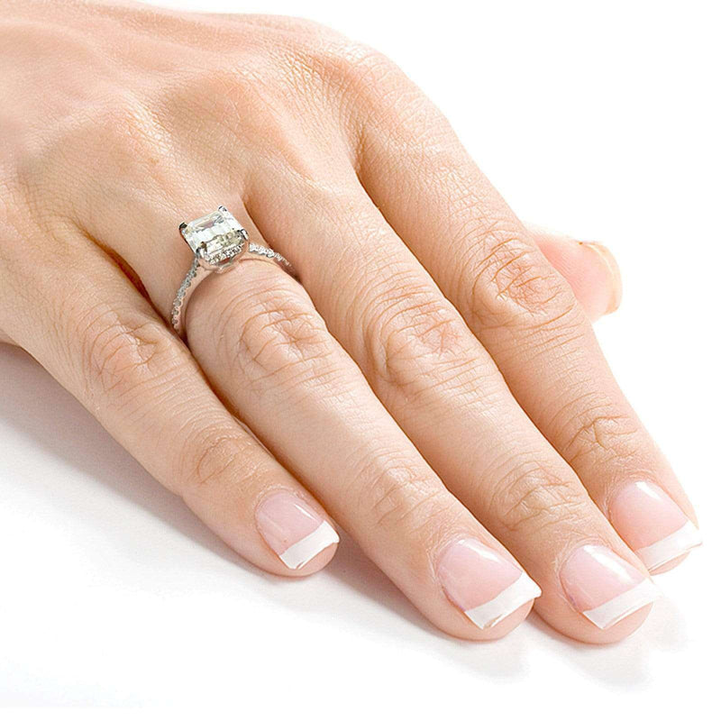 Kobelli Emerald-cut Moissanite and Diamond Engagement Ring 2 7/8 CTW 14k White Gold