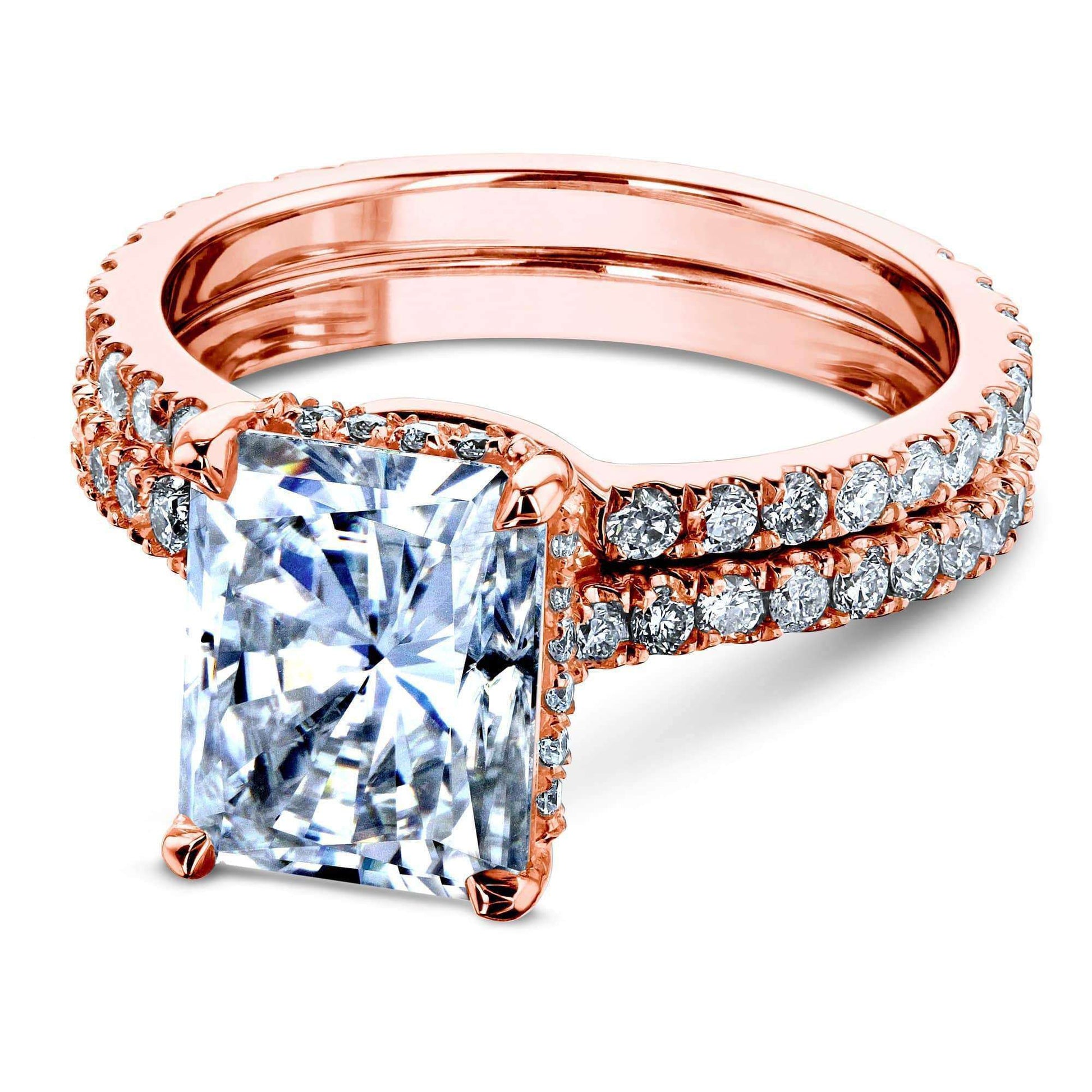 Kobelli 3-2/5ct TW Radiant Moissanite Drop Halo Bridal Set