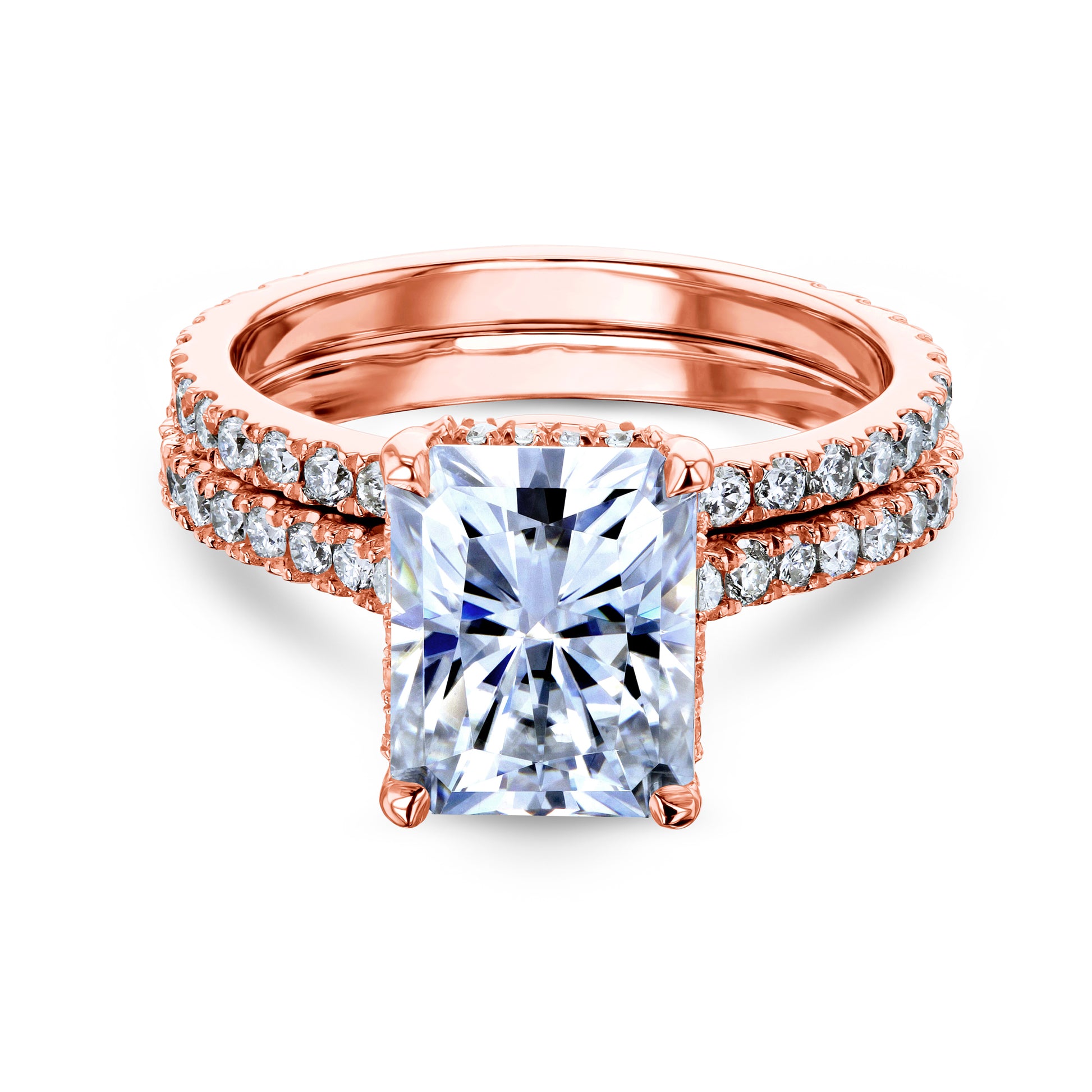 3.4 Carat Moissanite Drop Halo Radiant Tully Bridal Set