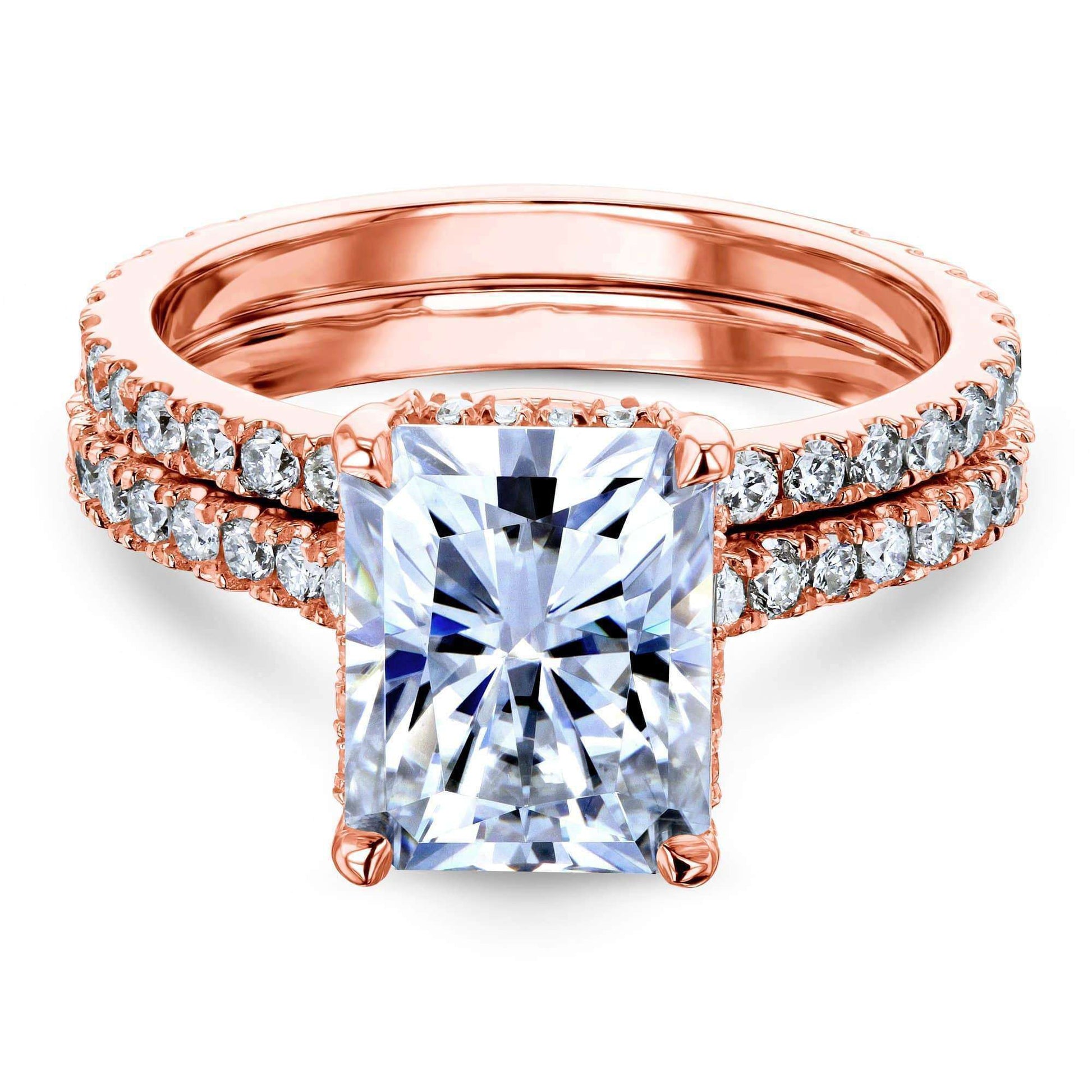 Kobelli 3-2/5ct TW Radiant Moissanite Drop Halo Bridal Set