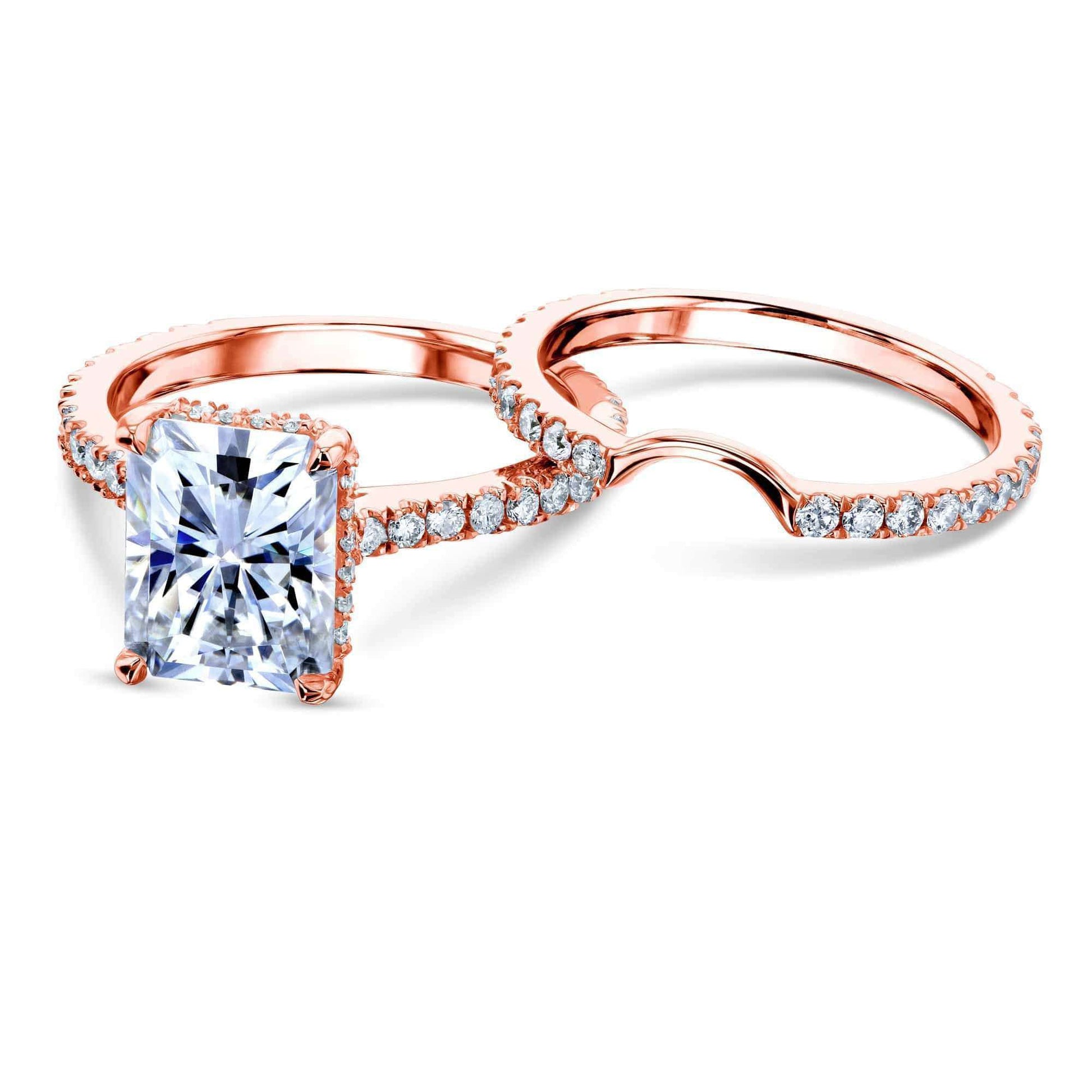 Kobelli 3-2/5ct TW Radiant Moissanite Drop Halo Bridal Set