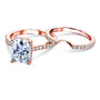 Kobelli 3-2/5ct TW Radiant Forever One Moissanite Drop Halo Bridal Set