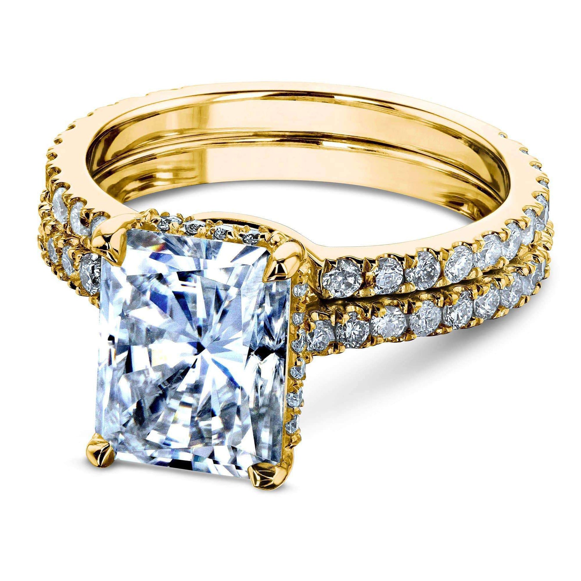 Kobelli 3-2/5ct TW Radiant Moissanite Drop Halo Bridal Set