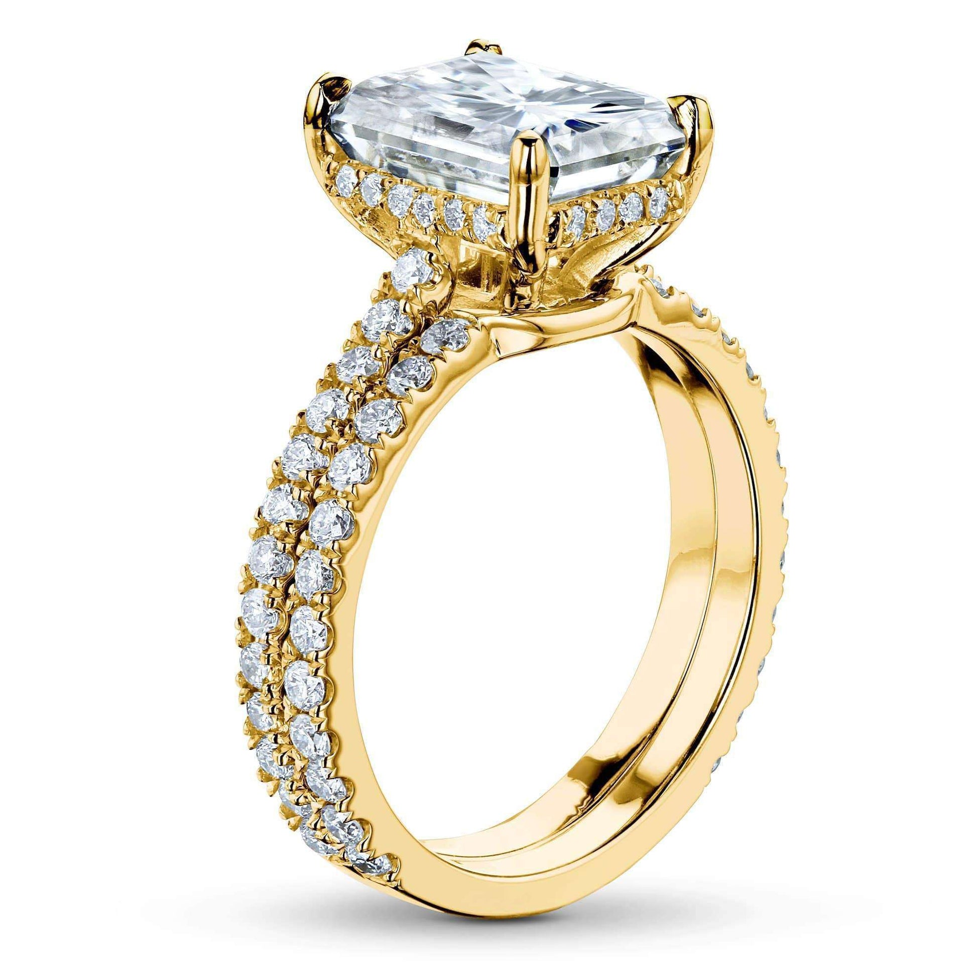 Kobelli 3-2/5ct TW Radiant Moissanite Drop Halo Bridal Set MZ62398RA-ED/4.5Y
