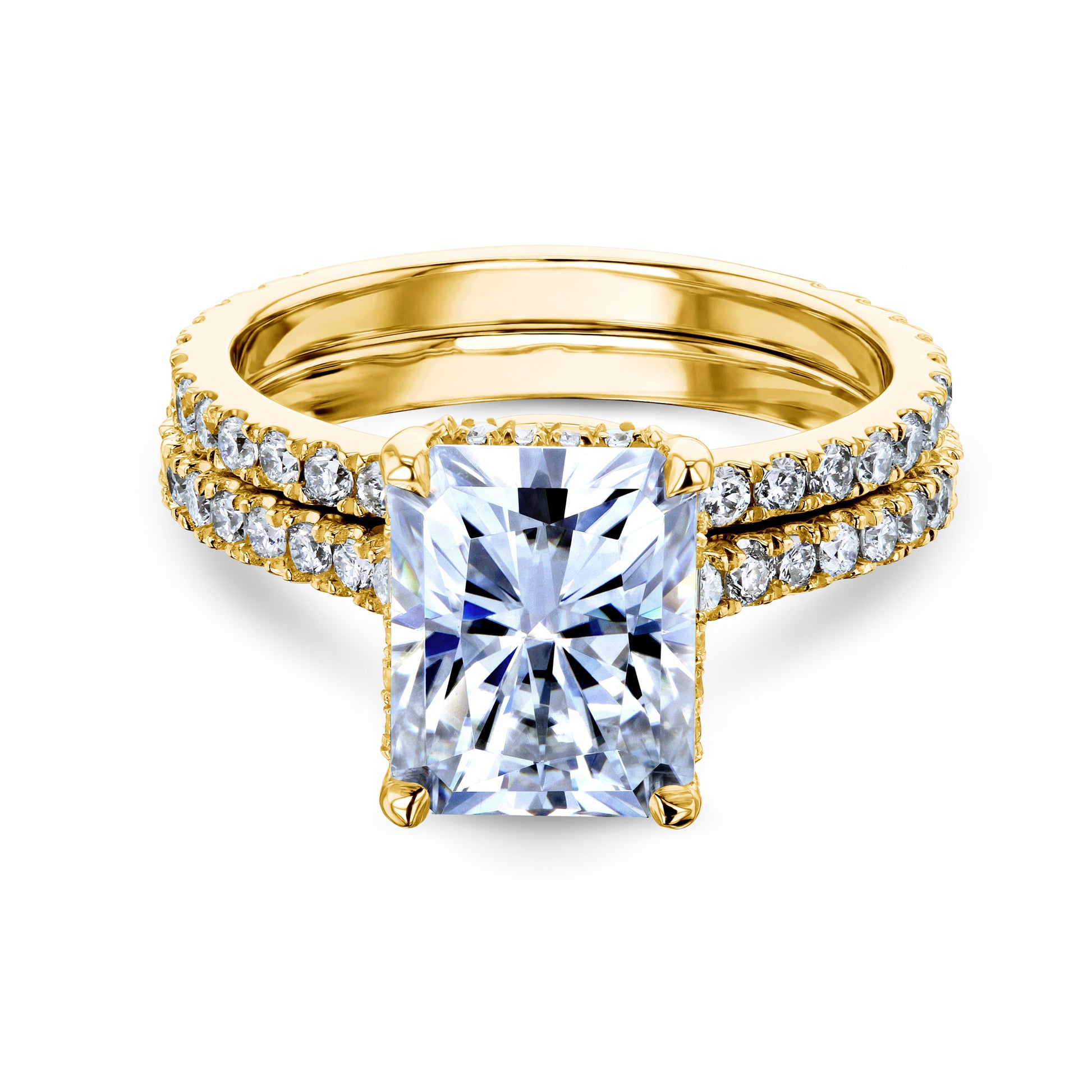 3.4 Carat Moissanite Drop Halo Radiant Tully Bridal Set