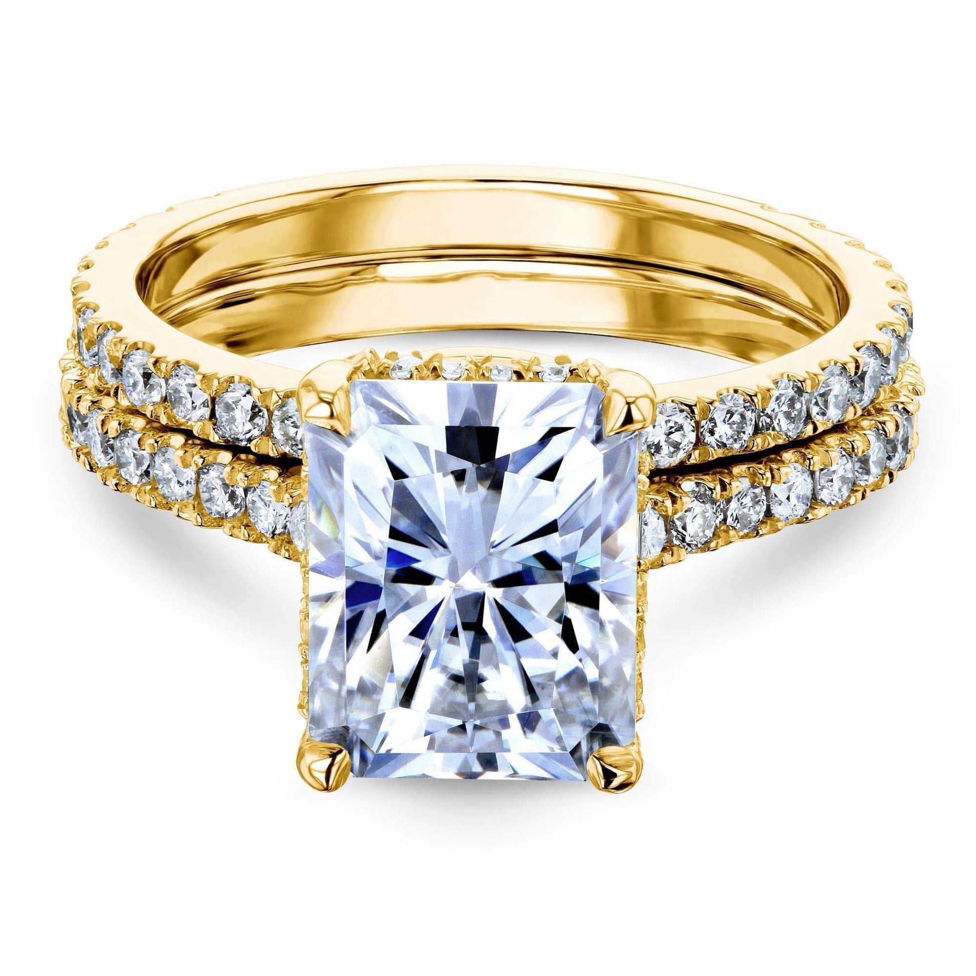 Kobelli 3-2/5ct TW Radiant Moissanite Drop Halo Bridal Set
