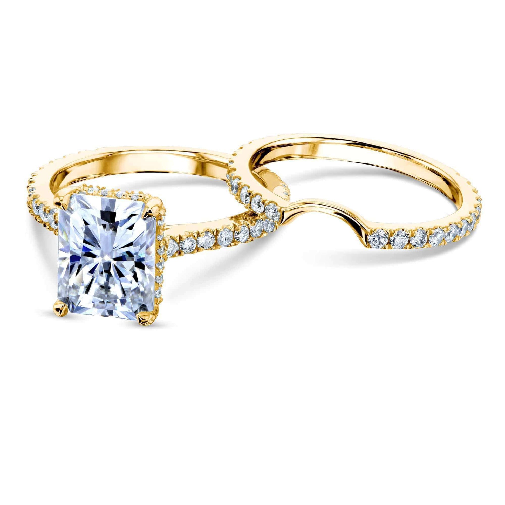 Kobelli 3-2/5ct TW Radiant Moissanite Drop Halo Bridal Set