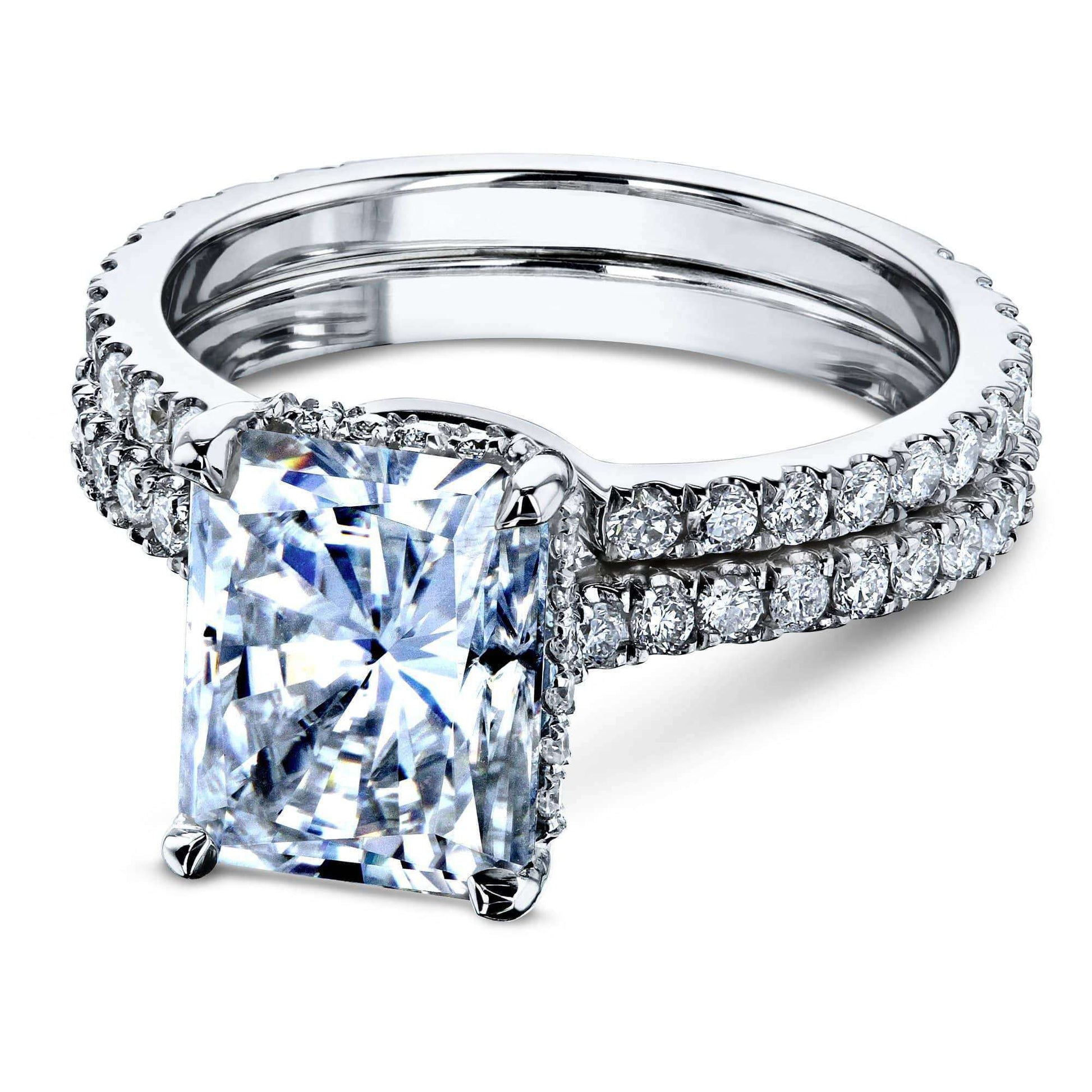 Kobelli 3-2/5ct TW Radiant Moissanite Drop Halo Bridal Set