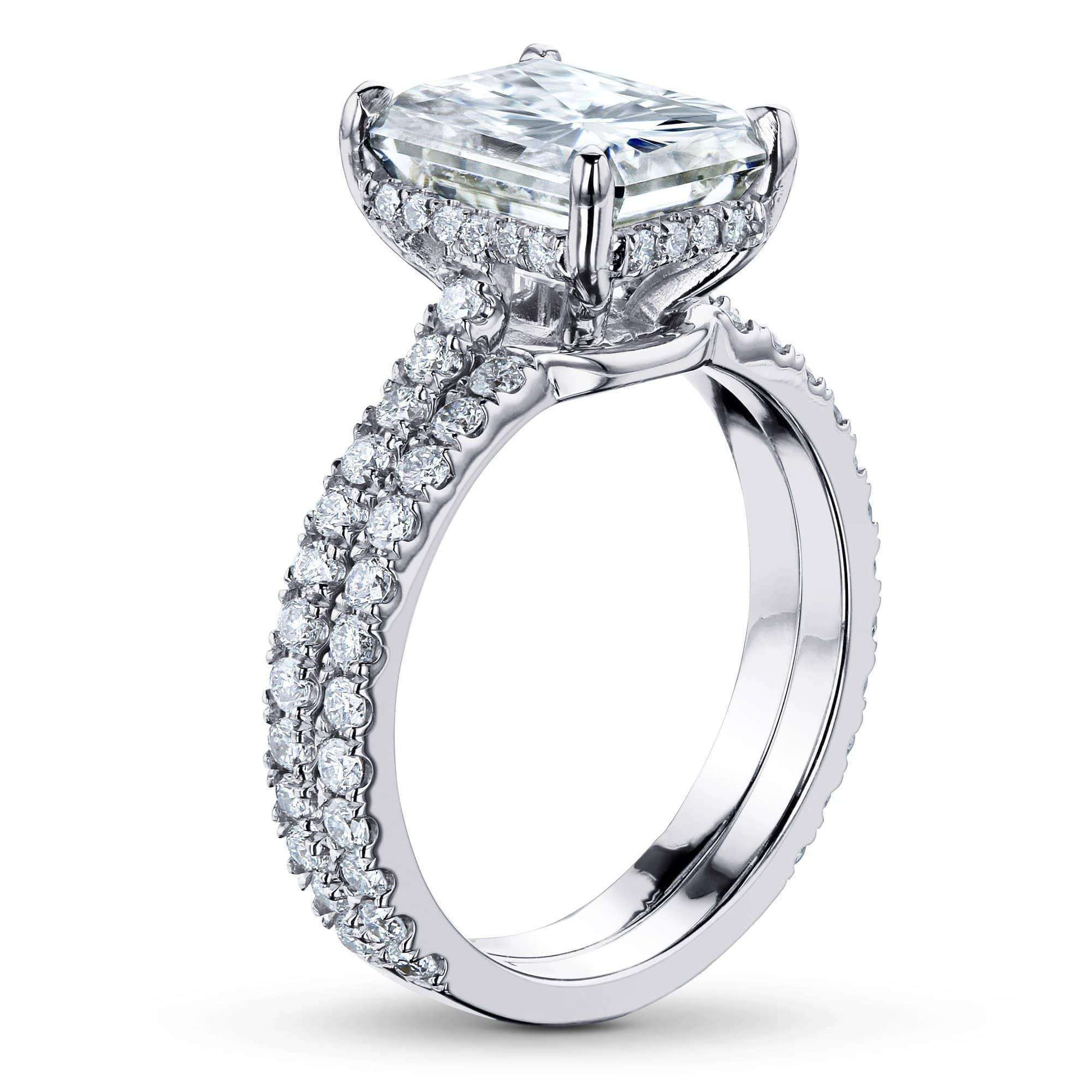 Kobelli 3-2/5ct TW Radiant Moissanite Drop Halo Bridal Set MZ62398RA-ED/4.5W