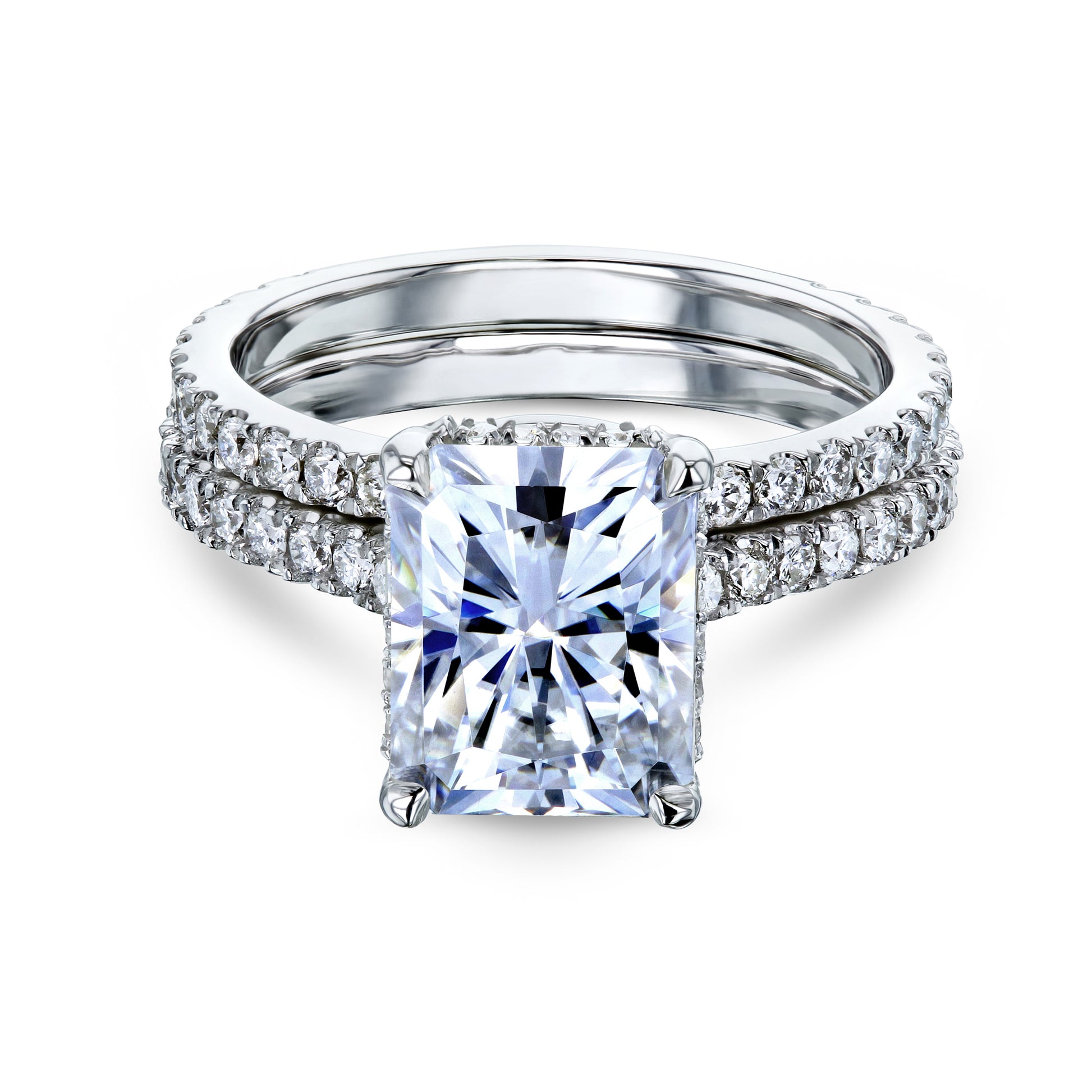 3.4 Carat Moissanite Drop Halo Radiant Tully Bridal Set