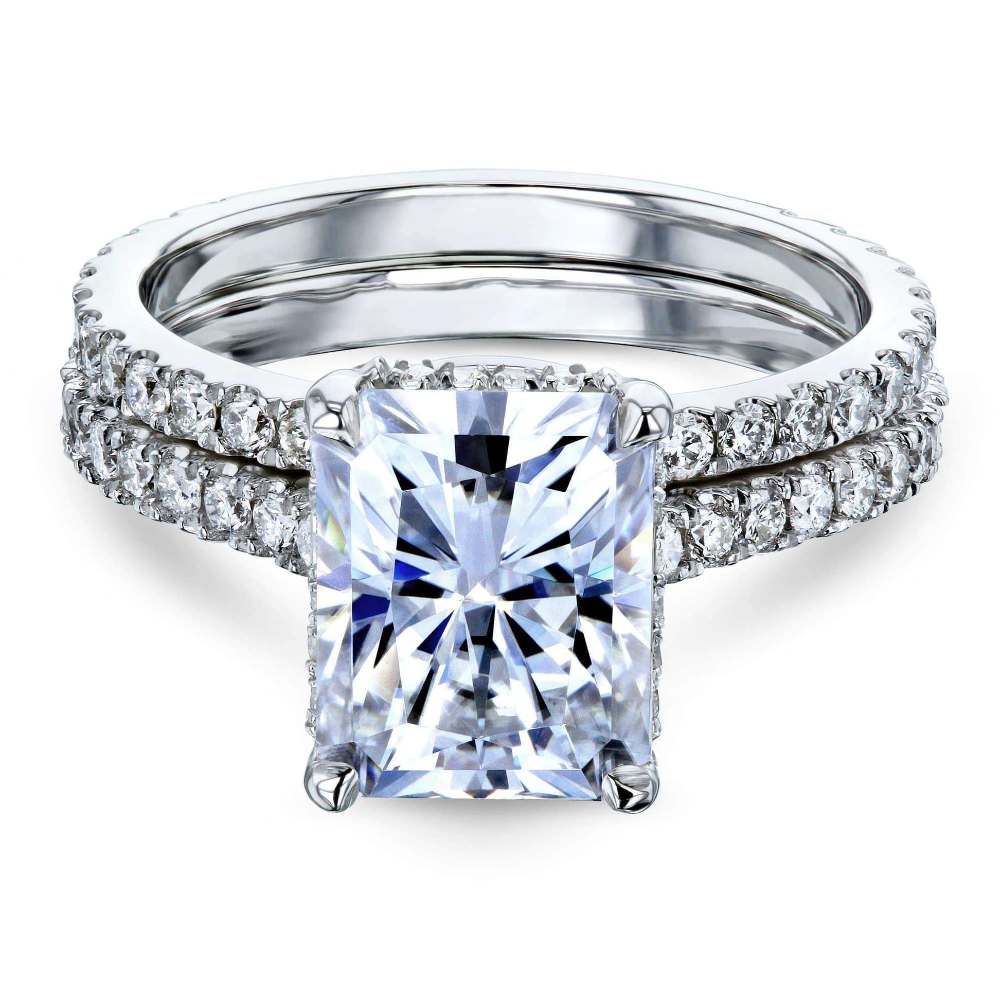 Kobelli 3-2/5ct TW Radiant Moissanite Drop Halo Bridal Set
