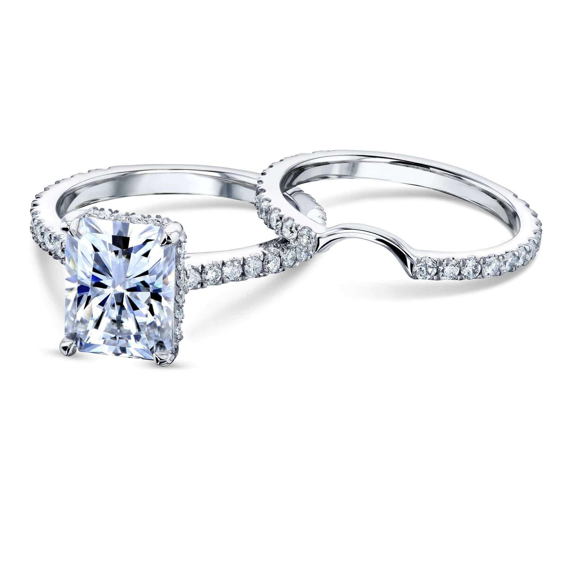 Kobelli 3-2/5ct TW Radiant Moissanite Drop Halo Bridal Set