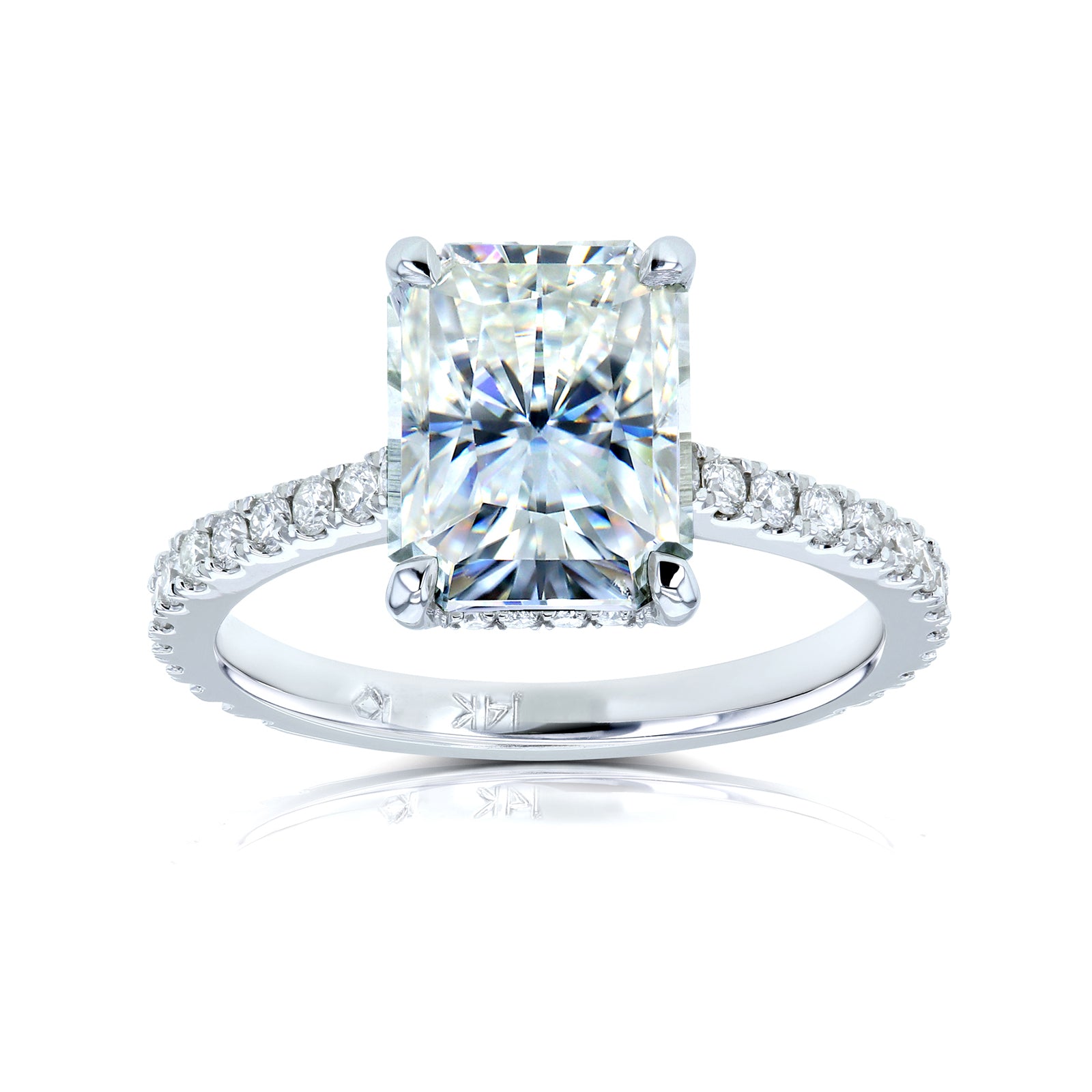 3.1 Carat Moissanite Radiant Drop Halo Tully Ring