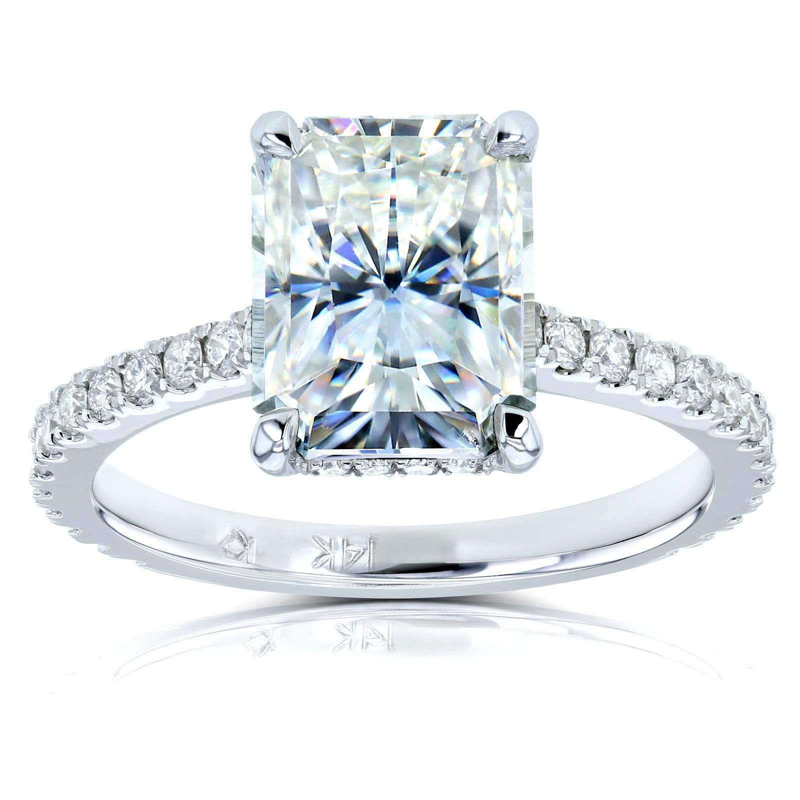 Kobelli Radiant-cut Moissanite and Diamond Engagement Ring 3 1/10 CTW 14k White Gold