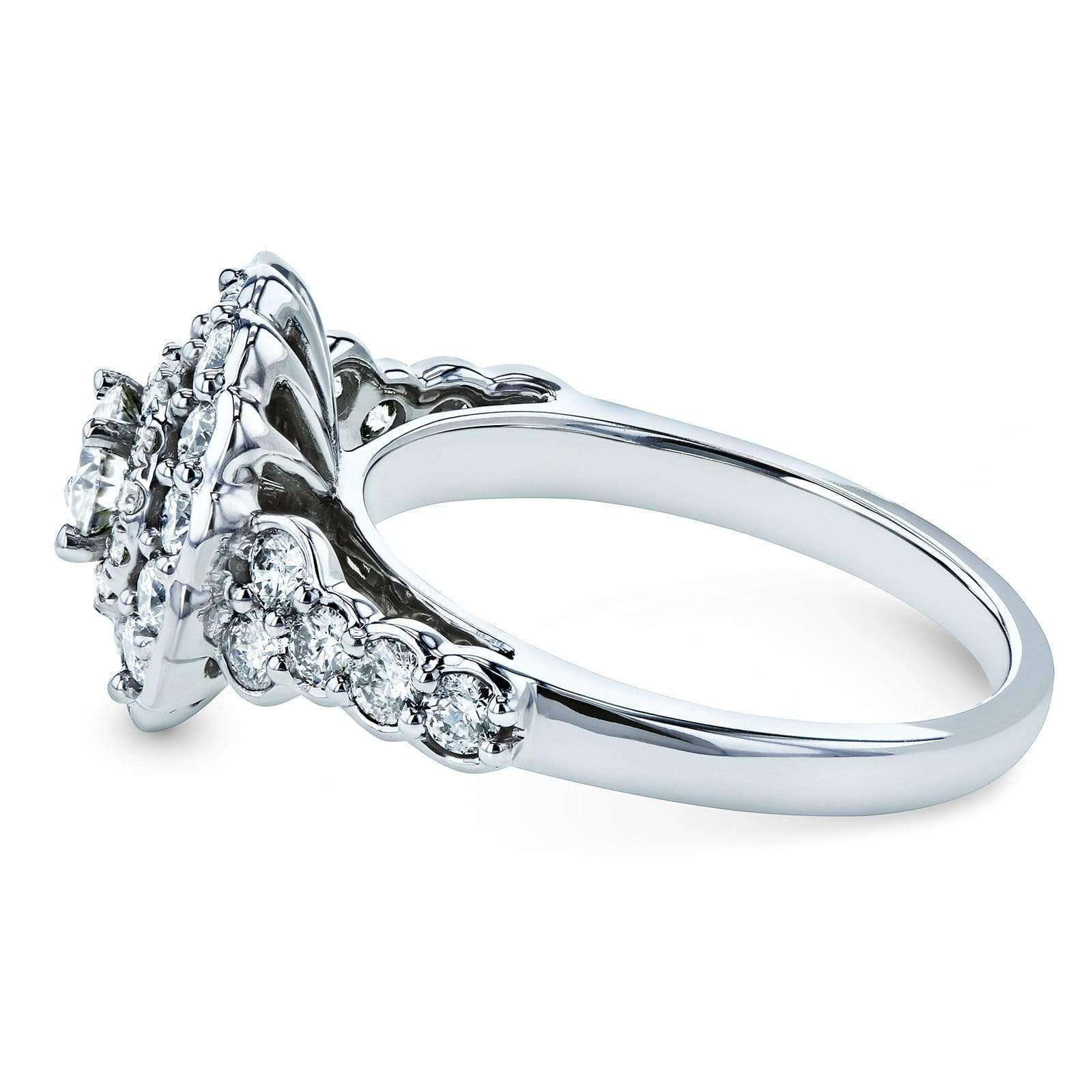 Kobelli Moissanite and Diamond Floral Double Halo Engagement Ring 1 1/10 CTW 14k White Gold