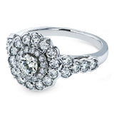 Kobelli Moissanite and Diamond Floral Double Halo Engagement Ring 1 1/10 CTW 14k White Gold