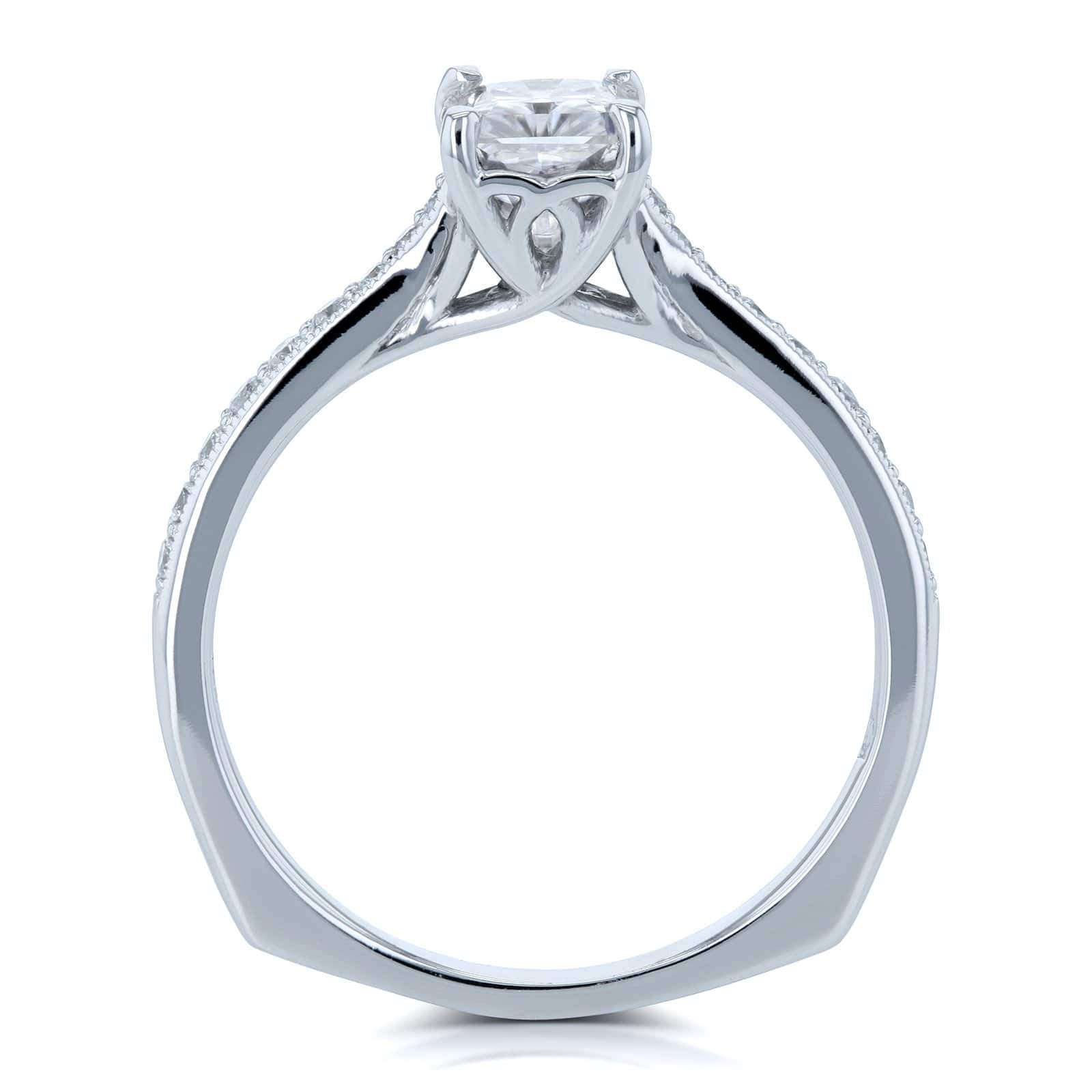 Kobelli Radiant Moissanite (HI) and Diamond Vintage Trellis Engagement Ring 1 2/5 CTW 14k White Gold