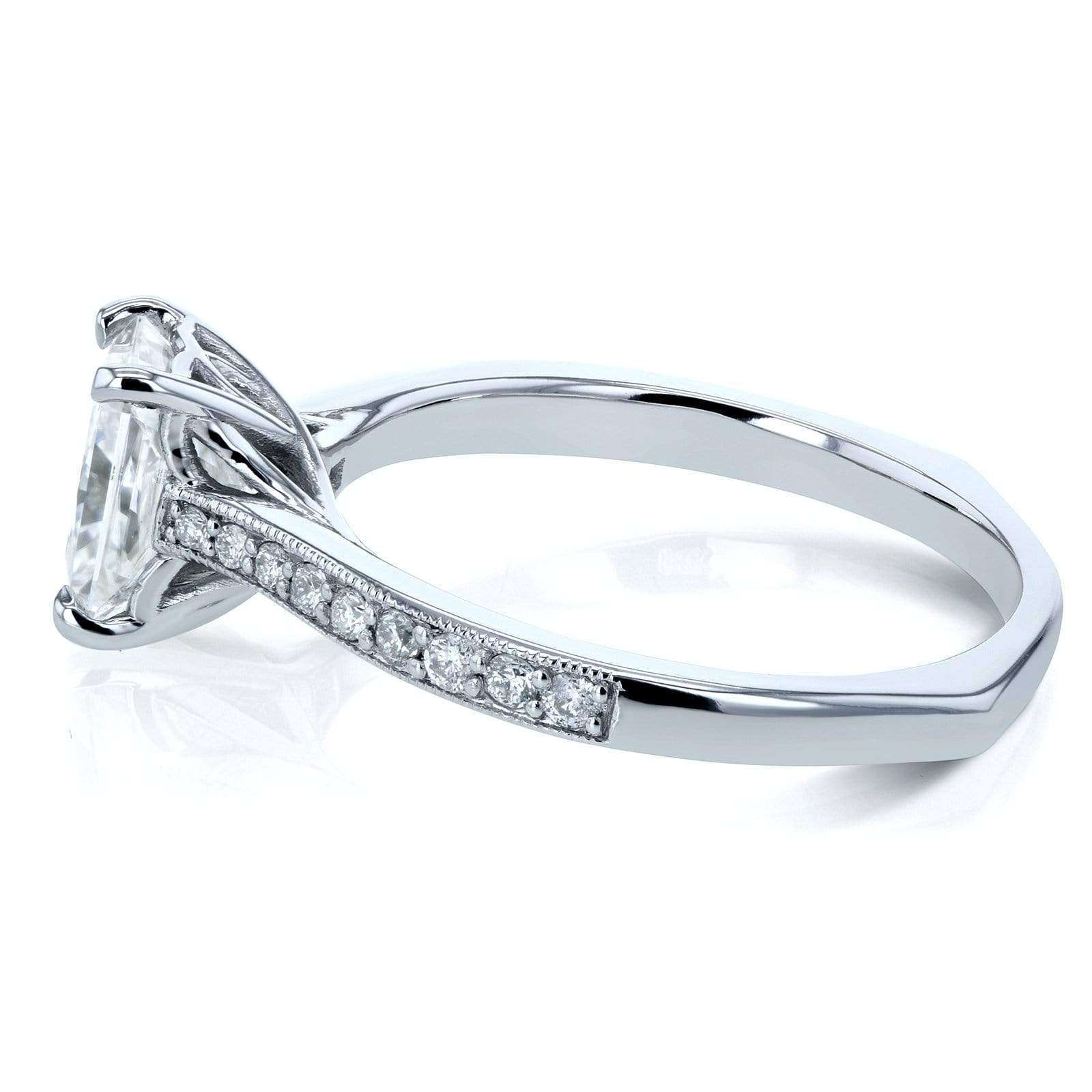 Kobelli Radiant Moissanite (HI) and Diamond Vintage Trellis Engagement Ring 1 2/5 CTW 14k White Gold