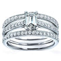 Kobelli Emerald Moissanite and Diamond Square European Shank Trellis Bridal Set 1 1/6 CTW 14k White Gold, 3 Piece