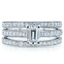 Kobelli Emerald Moissanite and Diamond Square European Shank Trellis Bridal Set 1 1/6 CTW 14k White Gold, 3 Piece
