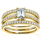 Kobelli Emerald Moissanite and Diamond Square European Shank Trellis Bridal Set 1 1/6 CTW 14k Yellow Gold, 3 Piece