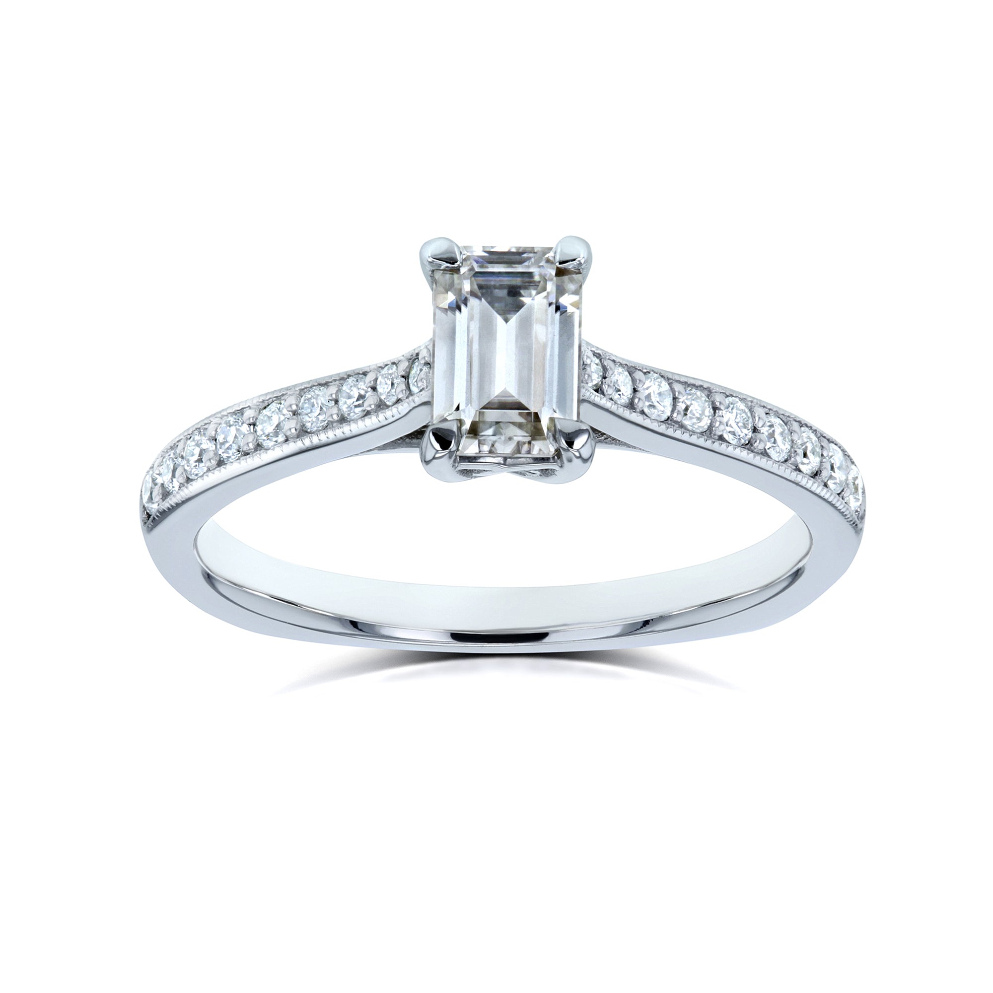 0.75 Carat Moissanite Euro Emerald Ring (DEF/VS)