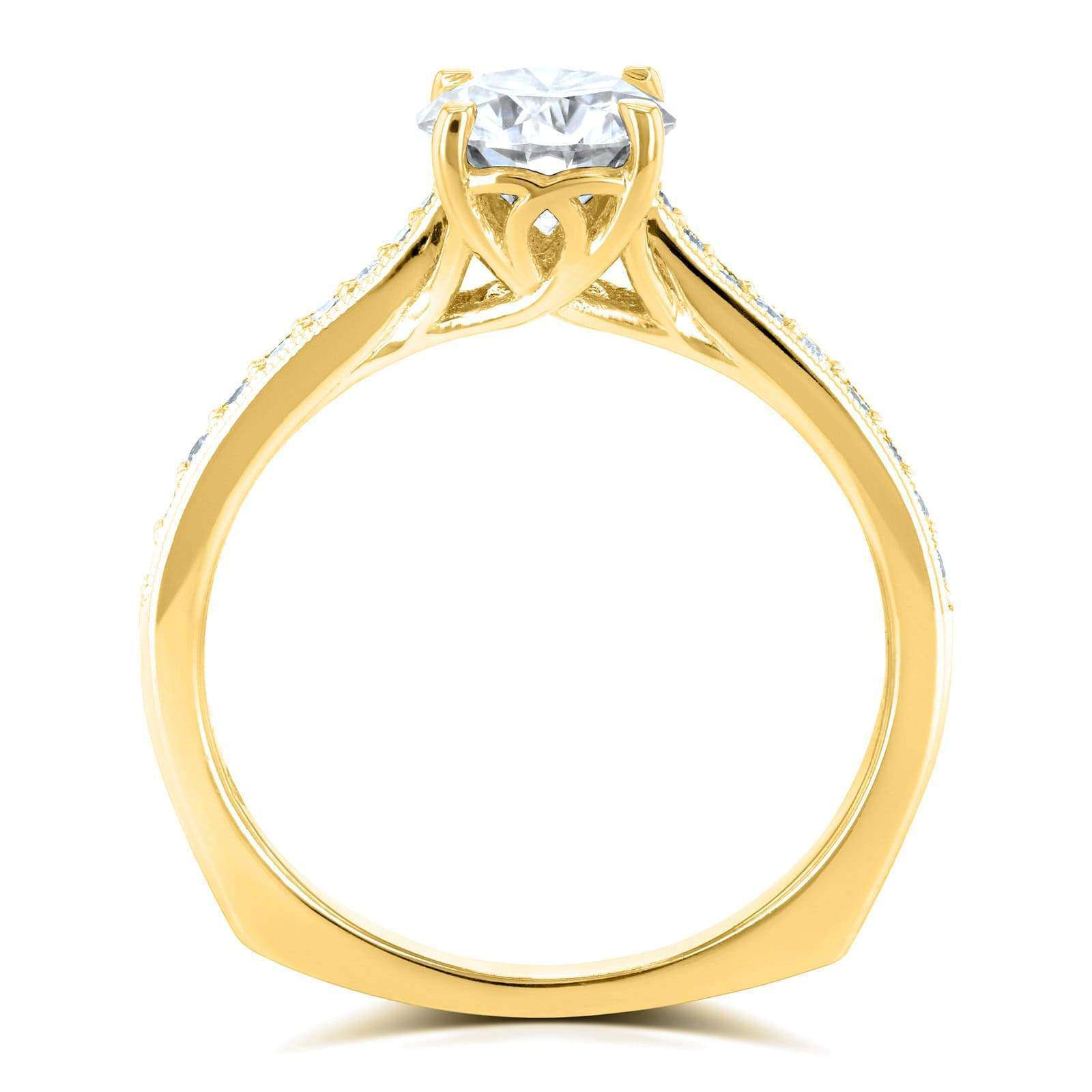 Kobelli Round Moissanite (HI) and Diamond Vintage Trellis Engagement Ring 1 1/5 CTW 14k Yellow Gold