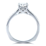 Kobelli Round Moissanite (HI) and Diamond Vintage Trellis Engagement Ring 1 1/5 CTW 14k White Gold