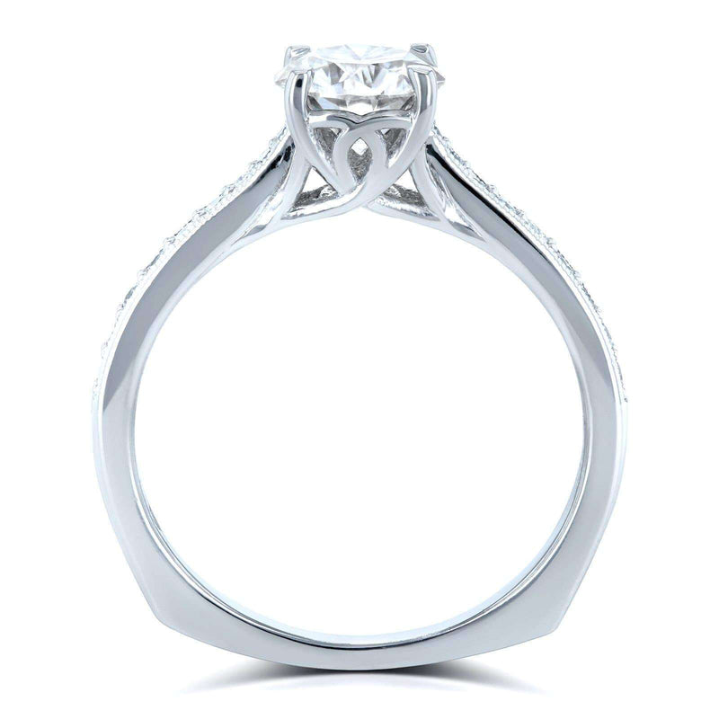 Kobelli Round Moissanite (HI) and Diamond Vintage Trellis Engagement Ring 1 1/5 CTW 14k White Gold