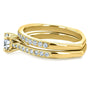 Kobelli Round Moissanite and Diamond Square Shank Trellis 2 Piece Bridal Set 7/8 CTW 14k Yellow Gold (HI/VS, GH/I)