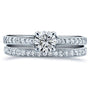 Kobelli Round Moissanite and Diamond Square Shank Trellis 2 Piece Bridal Set 7/8 CTW 14k White Gold (HI/VS, GH/I)