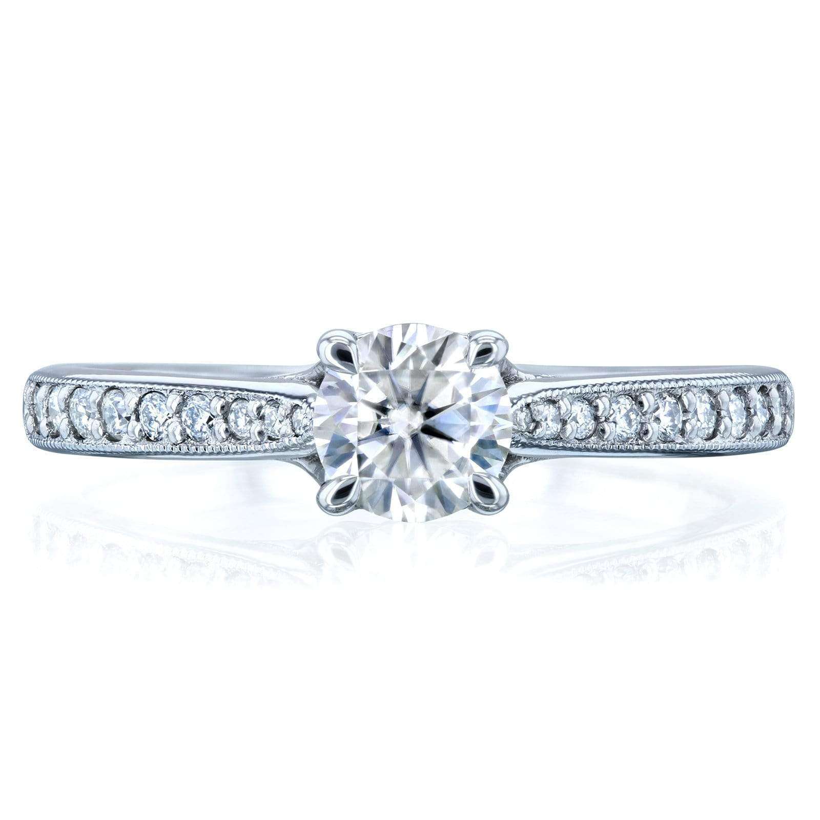 Kobelli Round Moissanite and Diamond Square Shank Trellis Engagement Ring 5/8 CTW 14k White Gold (HI/VS, GH/I)