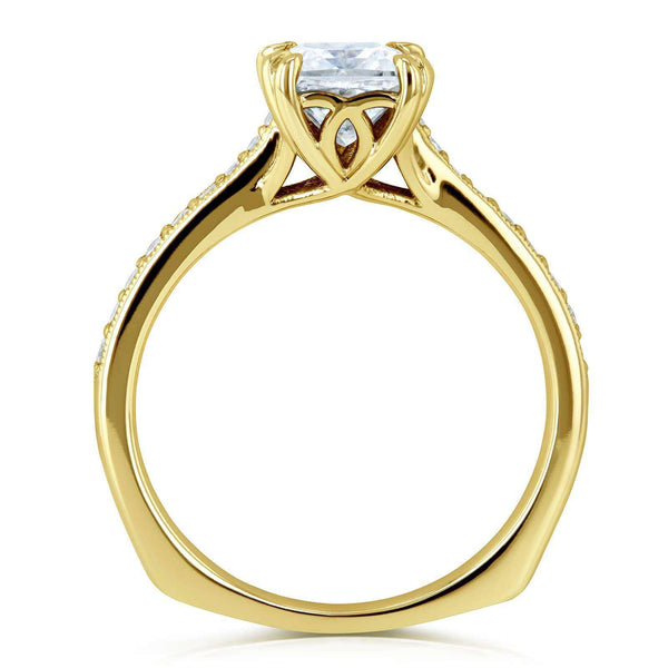 Kobelli Princess Moissanite and Diamond Square Shank Trellis Engagement Ring  1 1/10 CTW 14k Yellow Gold (HI/VS, GH/I)