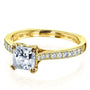 Kobelli Princess Moissanite and Diamond Square Shank Trellis Engagement Ring  1 1/10 CTW 14k Yellow Gold (HI/VS, GH/I)