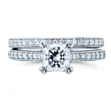 Kobelli Princess Moissanite and Diamond Square Shank Trellis Wedding Rings 1 1/3 CTW 14k White Gold (HI/VS, GH/I)