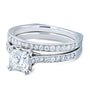 Kobelli Princess Moissanite and Diamond Square Shank Trellis Wedding Rings 1 1/3 CTW 14k White Gold (HI/VS, GH/I)
