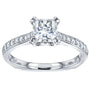 Kobelli Princess Moissanite and Diamond Square Shank Trellis Engagement Ring  1 1/10 CTW 14k White Gold (HI/VS, GH/I)