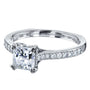 Kobelli Princess Moissanite and Diamond Square Shank Trellis Engagement Ring  1 1/10 CTW 14k White Gold (HI/VS, GH/I)
