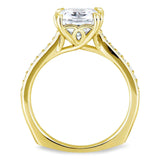 Anel de noivado Kobelli Princess Moissanite e diamante com haste quadrada em treliça 2 1/10 CTW ouro amarelo 14k (HI/VS, GH/I)
