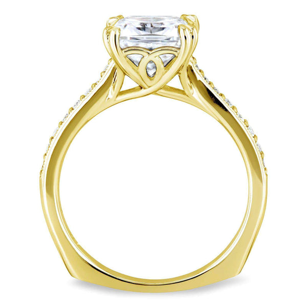 Kobelli Princess Moissanite and Diamond Square Shank Trellis Engagement Ring  2 1/10 CTW 14k Yellow Gold (HI/VS, GH/I)